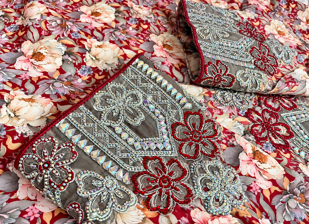 Ghazal Red Mukhawar – Italian Silk