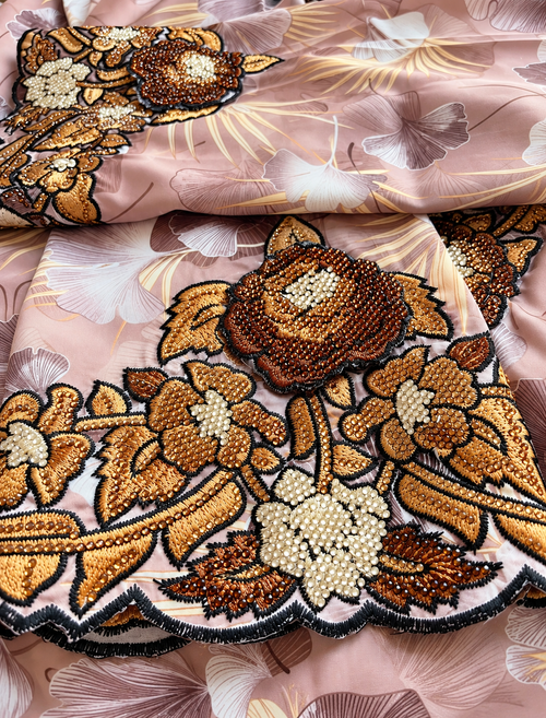 3D Brown Rose Mukhawar – Italian Silk