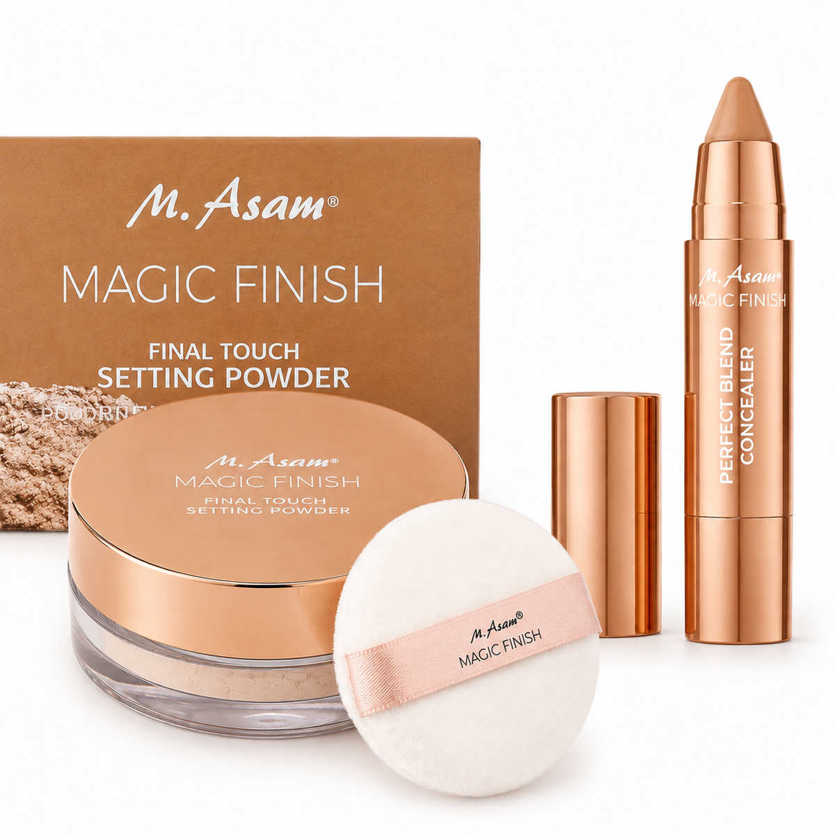 M.Asam Magic Finish Setting Powder Final Touch 15g,  Perfect Blend Concealer 3g